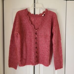 Sezane Pink Cardigan Sweater
